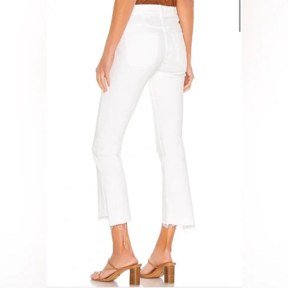 MOTHER The Insider Crop Step Fray in Fairest of them All White Jeans Denim 31 - Picture 9 of 16